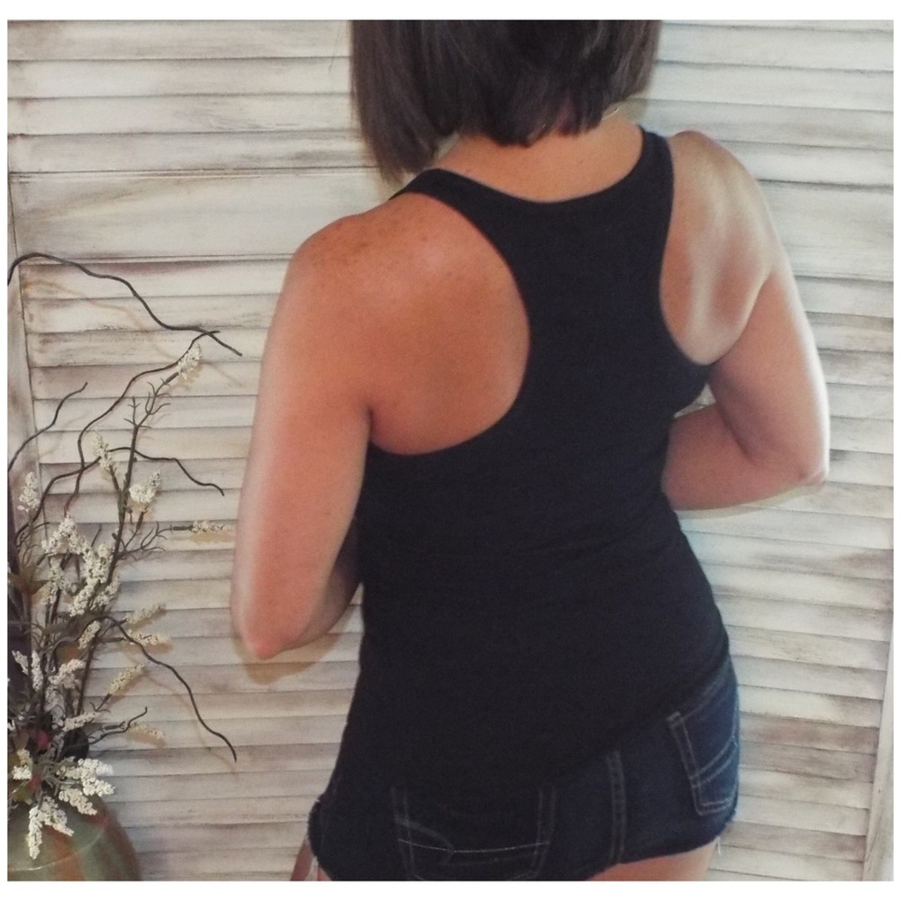 Ribbed Racerback Boy Beater Tank Black 1521 - Picture 6 of 10